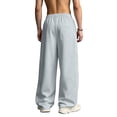 thumbnail image 4 of GrmtClth Mens relaxed daily lifestyle trousers wide leg flowy soft material casual loose pants outdoor vacation long distance travelling Light Gray 3XL, 4 of 7