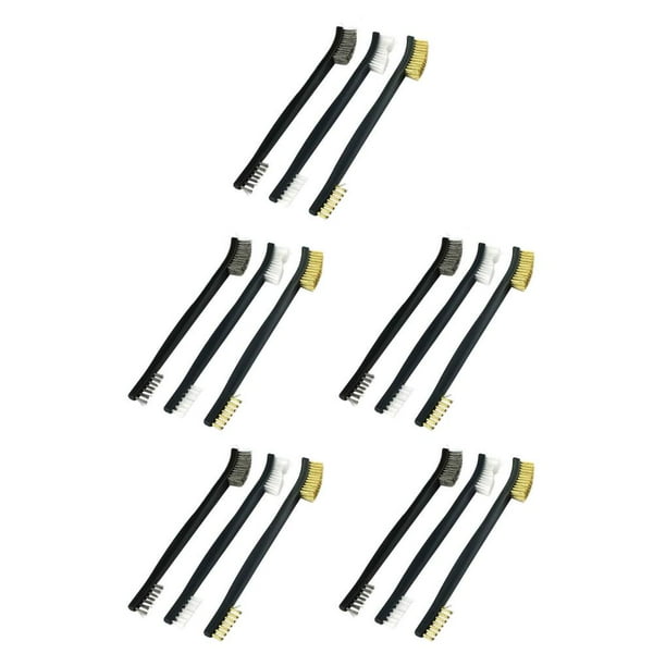 Bearachild 3 Pieces Mini Steel Wire Brush Household Rust Tool Nylon Grinding Metal Burring Brass Kits Polishing Set Home Cleaning Remover Type2 NO2