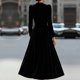 thumbnail image 2 of TaTaai Women‘s Velvet Midi Dress, Long Sleeve Round Neck Solid Color Dress, Plush Velour Evening Gown, Fall Winter Holiday Party Dress Gift, 2 of 7