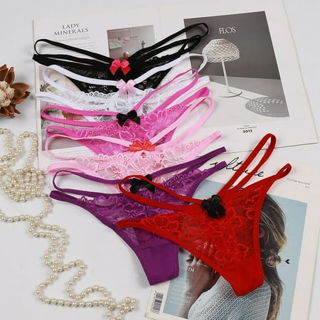 

6Pc Women Lace Bow Low Waist Traceless Underwear Panties G-String Lingerie Thongs Briefs underpants womens underpants underwear underpants for women