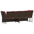 thumbnail image 4 of vidaXL Garden Sofa with Cushions Brown Poly Rattan, 4 of 5