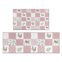 Pioneer Flower Floral Print Pattern Kitchen Rugs Sets Of 2,Anti Fatigue Kitchen Mat Rugs Non Slip Washable,Decorative Kitchen Floor Mats for Kitchen,Sink,Laundry,17"x30" 17"x47"