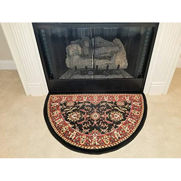 2'2" x 3'3" Classic Traditional Design Hearth Slice Fireplace Rug Fire