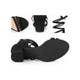 thumbnail image 2 of BLISSFUL STEP Lace Up Contrasting Colors Open Toe Block Heel Sandals for Women, 2 of 6