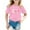 Pink, variant on Big Girls Bow Print Graphic Tee Short Sleeve Summer T Shirt Cotton Casual T-Shirt