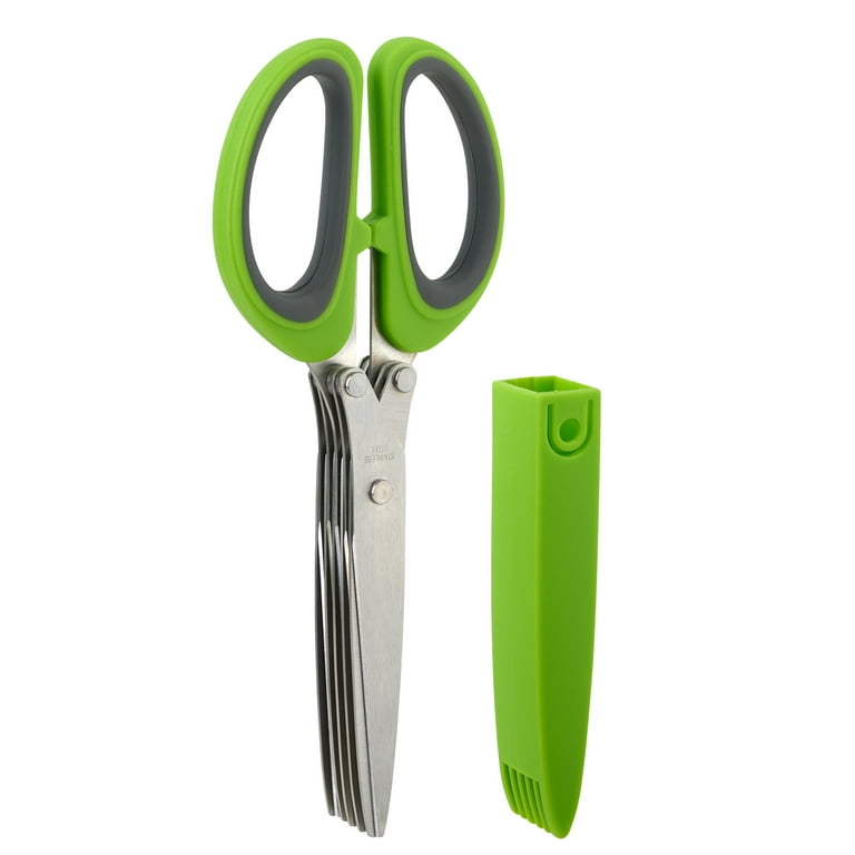 Mainstays 5 Blade Herb Kitchen Scissors with Blade Guard, Green