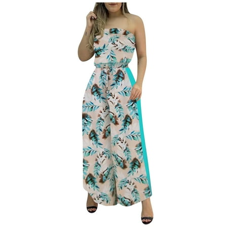 

Jumpsuits Bodysuit For Women Print Backless Floral Leg Slit Fashion Women Halter Jumpsuit Jumpsuits For Women Body Suits Women Clothing Underwear Pajamas Lingerie For Women