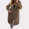 thumbnail image 2 of PNTUTB Fall Winter Women's Longline Coat Hooded Full Zip Outwear Soild Color Casual Loose Comfortable Trendy Coats with Pockets, 2 of 7