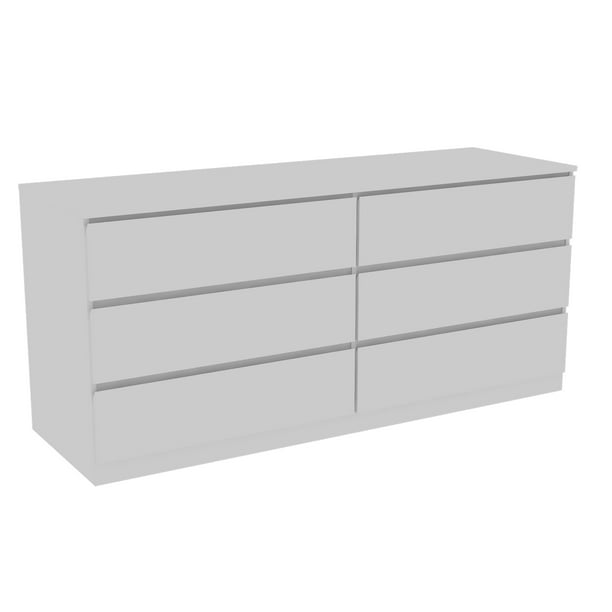 Depot E Cocora 6 Drawer Double, White Horizontal Dresser