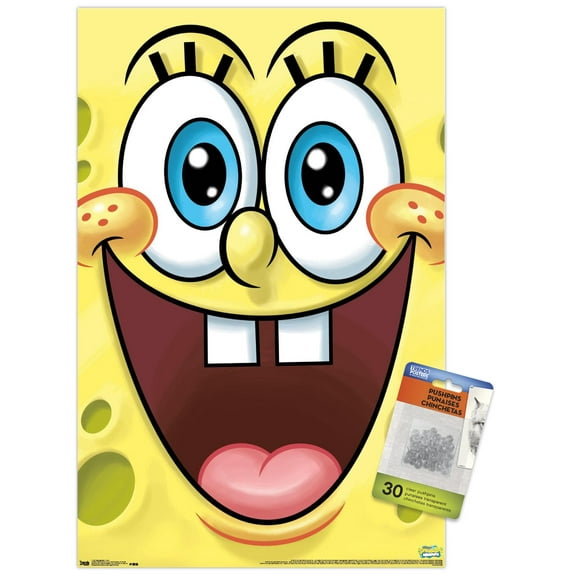 Nickelodeon Spongebob - Face Wall Poster with Push Pins, 14.725" x 22.375"