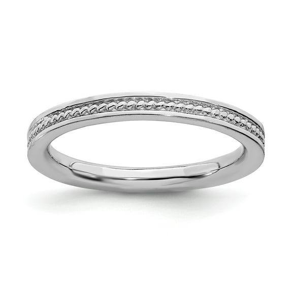 Sterling Silver Stackable Expressions Rhodium Channeled Ring - Size 9