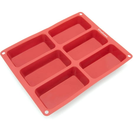 Freshware 6-Cavity Small Loaf Silicone Mold for Muffin, Soap, Cake, Brownie, Cornbread, Cheesecake and Pudding,