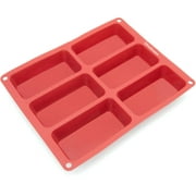 Freshware 6-Cavity Small Loaf Silicone Mold for Muffin, Soap, Cake, Brownie, Cornbread, Cheesecake and Pudding, CB-104RD