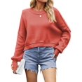 thumbnail image 2 of Women'S Short Batwing Hoodie 2025 Fall Outfits Trendy Crewneck Side Slit Fashion Pullover Tops Watermelon Red L, 2 of 6