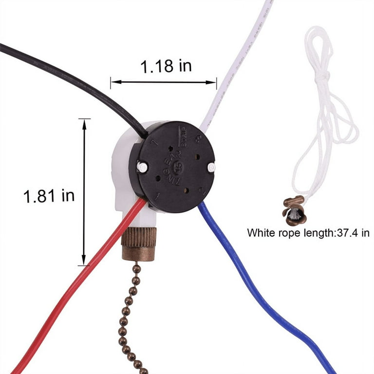 Ceiling Fan Switch Kit 3 Sd 4 Wire Zipper Control Ze 208s Pull With Rope Bronze Com