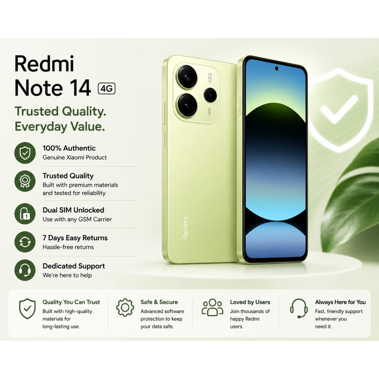 Xiaomi Redmi Note 14 4G 256GB ROM 8GB RAM Dual SIM GSM Unlocked