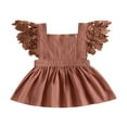 thumbnail image 1 of Toddler Kids Girls Princess Dress Solid Color Lace Fly Sleeve Dress, 1 of 8