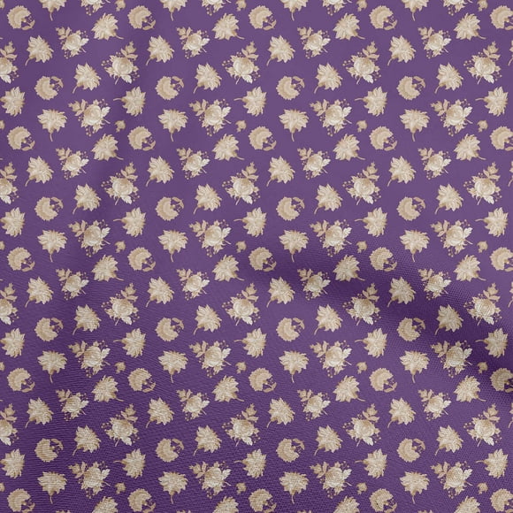 oneOone Cotton Poplin Violet Fabric Jacobean Floral Quilting Supplies Print Sewing Fabric By The Yard 42 Inch Wide