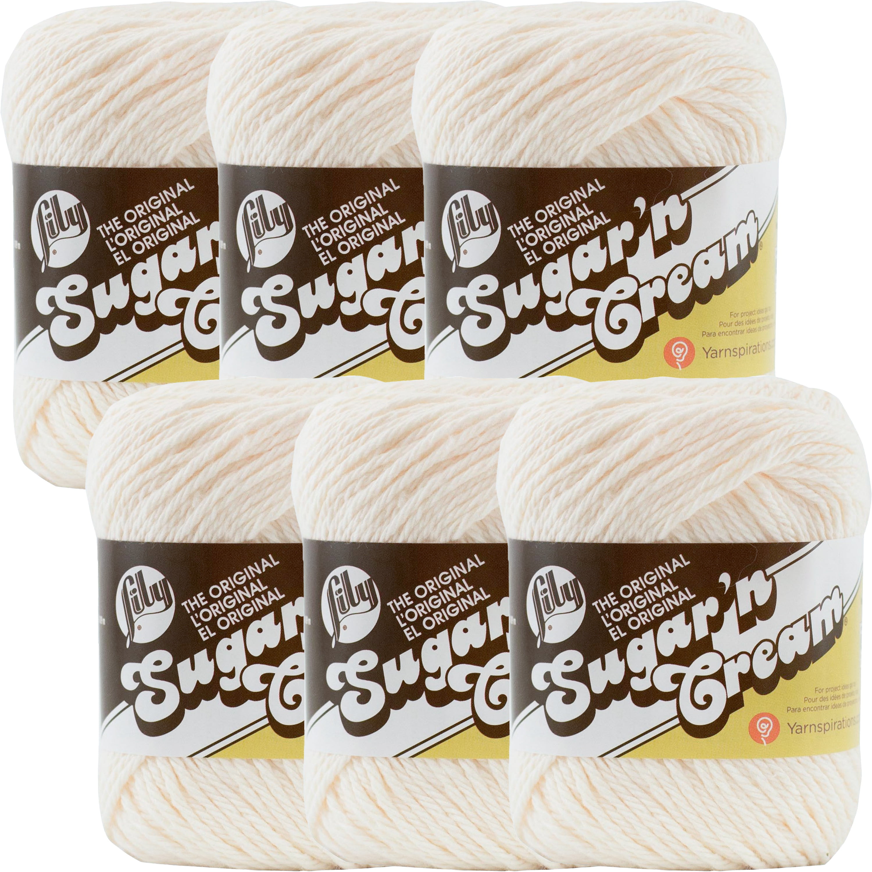 Lily Sugar'n Cream Yarn SolidsSoft Ecru, Multipack Of 6