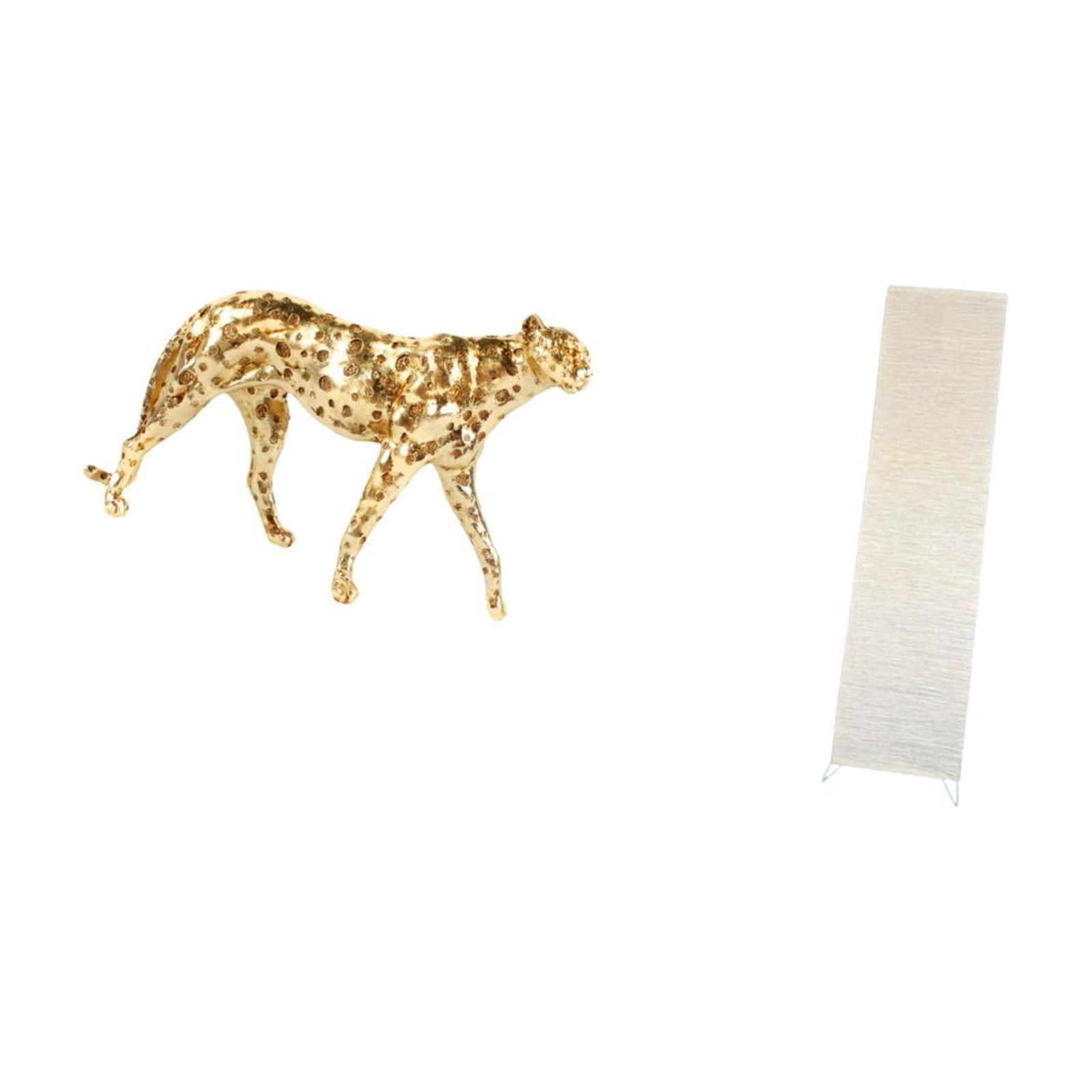 Cheetah Figurine Gold Sculpture Paper Floor Lamp Shade Resin Material for Living Room Office Desktop Decor