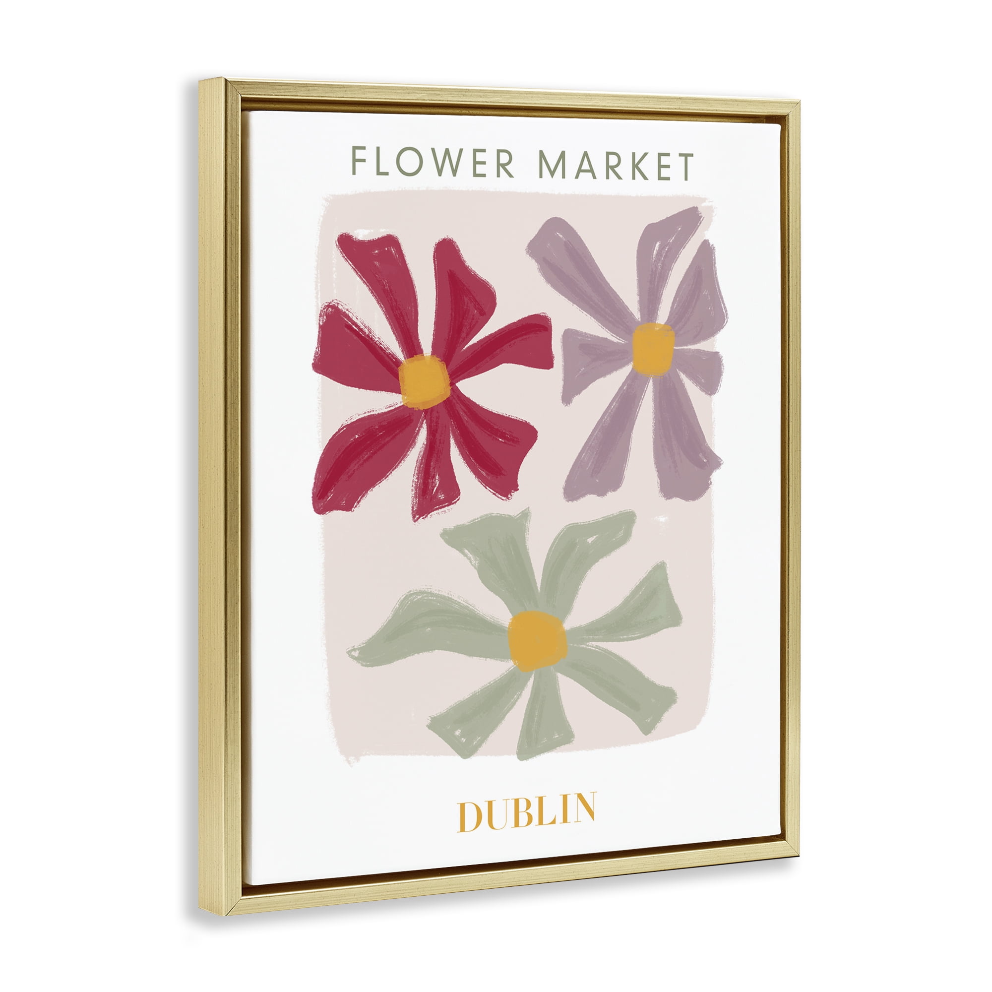 Stupell Industries Muted Dublin Flower Market Gold Framed Floater Canvas Wall Art, design by Lucille Price