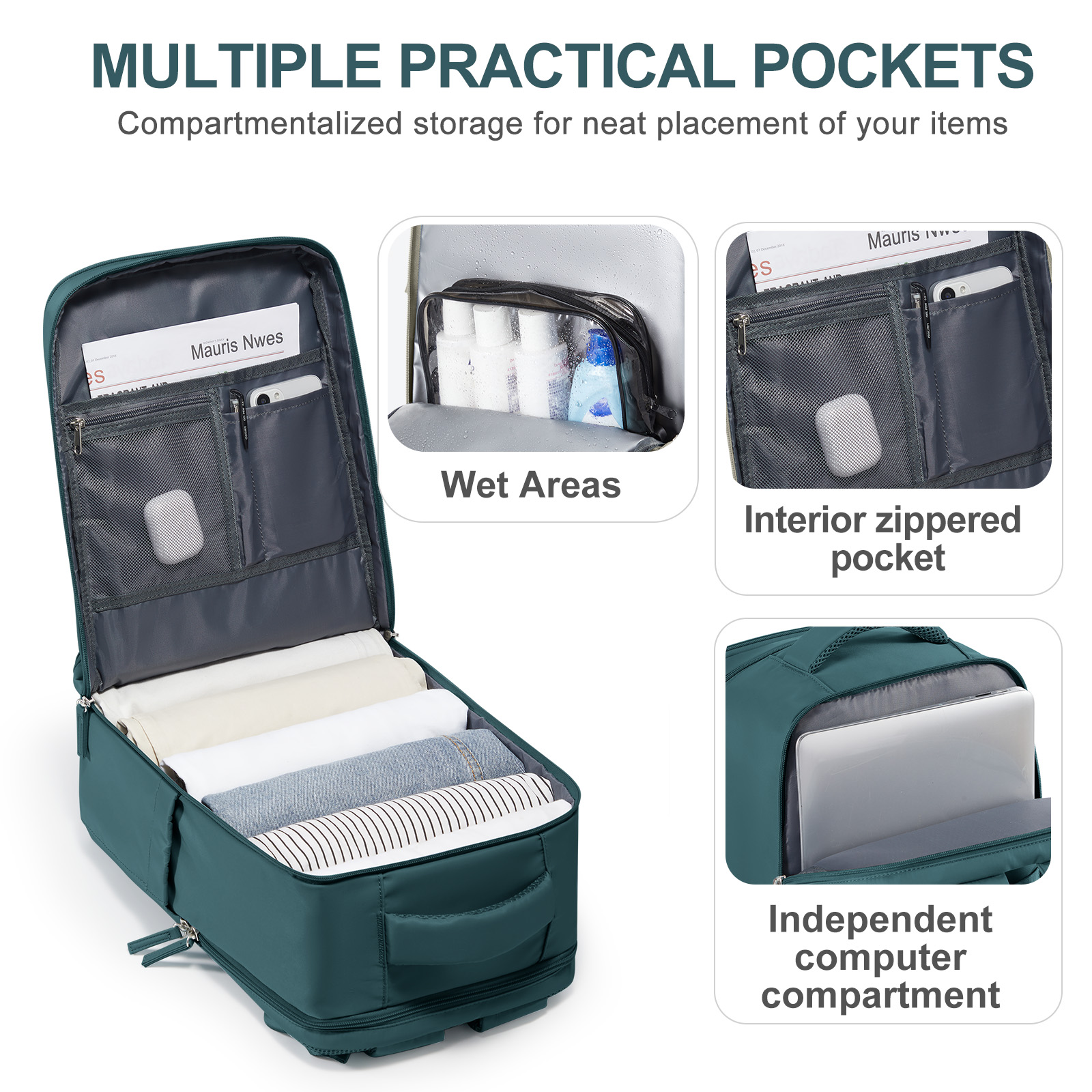 SYCNB Large Travel Backpack with Laptop Compartment photo 7