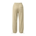 thumbnail image 5 of Dnhxils Straight Leg Sweatpants for Women Trendy Elastic Waist Pants with Pockets for Ladies Womens Fall Fashion Clothes Khaki L, 5 of 6