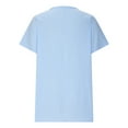 thumbnail image 4 of WREESH Women's Summer Fashion T-Shirts Loose Graphic V-Neck Tops in Cotton Linen Blended Blue, 4 of 6