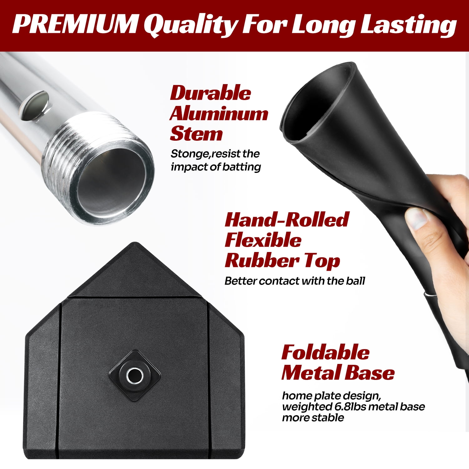 CureCalor Portable Baseball Batting Tee, Height Adjustable Traditional Home Plate Base for Baseball and Softball