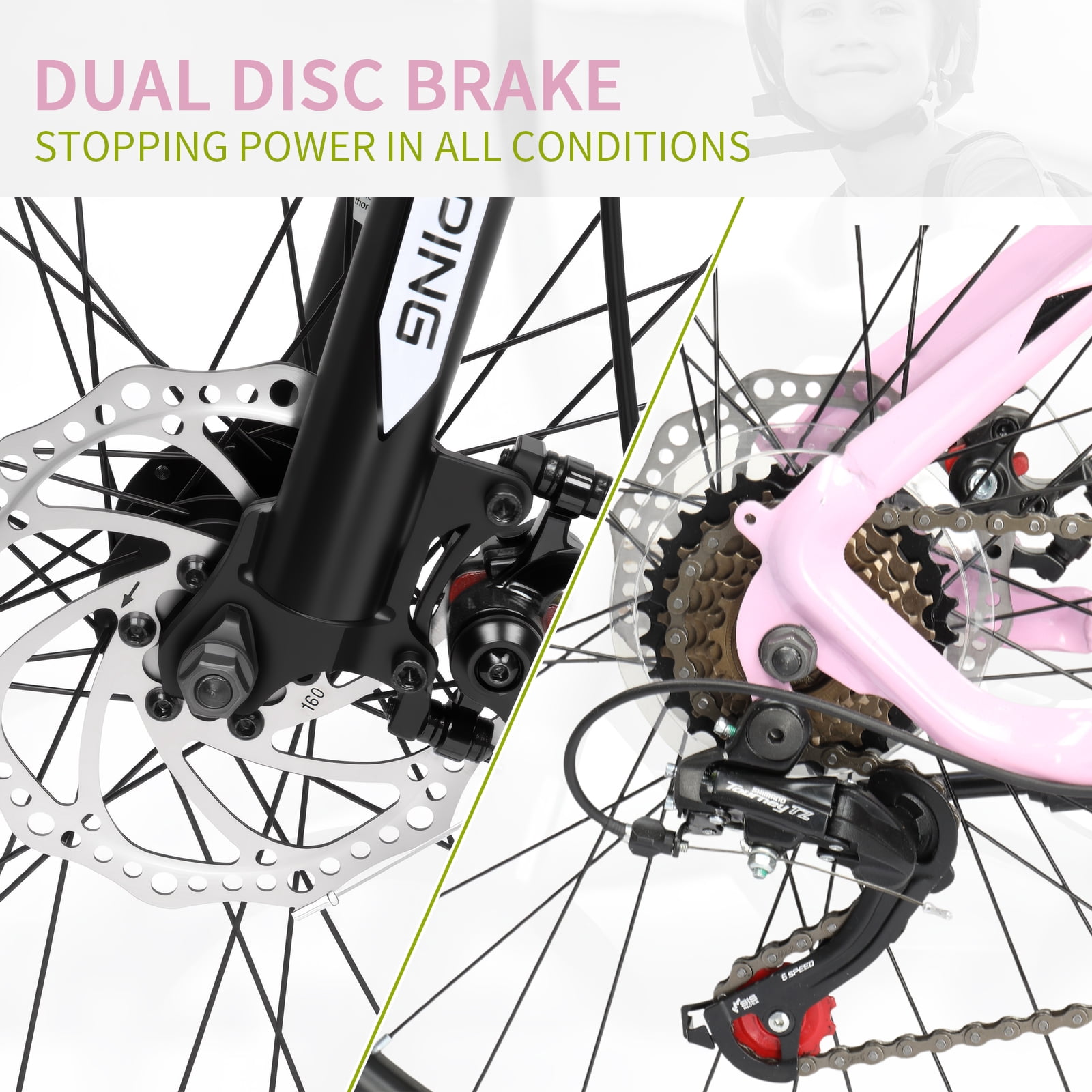 Ktaxon 24" Mountain Bike with Shimano 21 Speed, Disc Brakes, Pink Purple