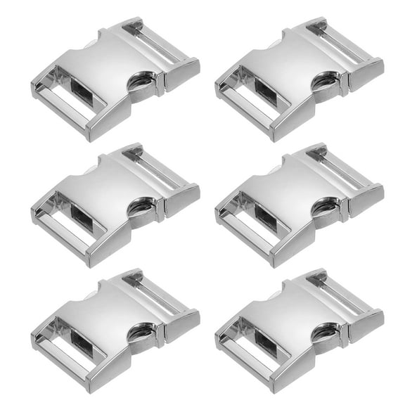 Uxcell 6 Pack Metal Quick Side Release Buckles 20 mm/3/4 Inch, Dog Collar Clip for Straps Webbing Paracord Bracelet, Silver Tone