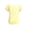 thumbnail image 5 of Women's Square Neck Bow Blouse - Puff Sleeve Casual Top with Tie Front Detail, Lightweight Summer Shirt for Date & Daily Wear Yellow L, 5 of 6