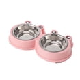 thumbnail image 1 of Cuencos dobles para perros y gatos, cuencos de acero inoxidable para mascotas con agua antideslizante para comida para mascotas, 1 of 5