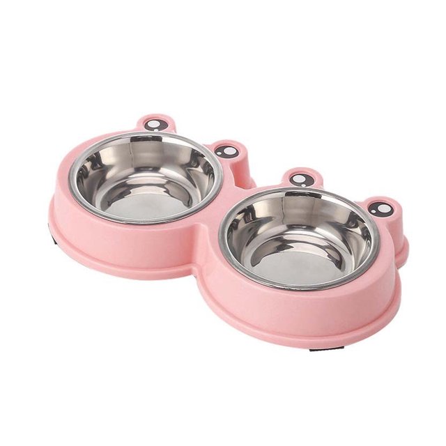 Cuencos dobles para perros y gatos, cuencos de acero inoxidable para mascotas con agua antideslizante para comida para mascotas