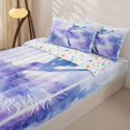 thumbnail image 3 of Castle Fairy Cute Ballerina Print Zipper Twin Comforter Sets with Fitted Sheet and 2 Pillowcases,Watercolor Silhouette Pattern Zipper Bedding Set,Blue Purple,Grey Reversible,4-Piece, 3 of 6
