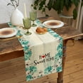 thumbnail image 2 of Rustic Flower Table Runner 13"X72", Farmhouse Style Teal Gray Floral Linen Table Decor for Kitchen Dining Room Coffee Table, 2 of 5
