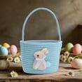 thumbnail image 5 of Blue Cotton Linen Easter Rope Storage Basket Handwoven Decorative Bin For Home Organizer Holding Eggs Toys Holiday Decor, 5 of 7