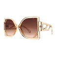 thumbnail image 2 of Womens Oversize Thin Geometric Mod Butterfly Sunglasses Beige Brown, 2 of 4