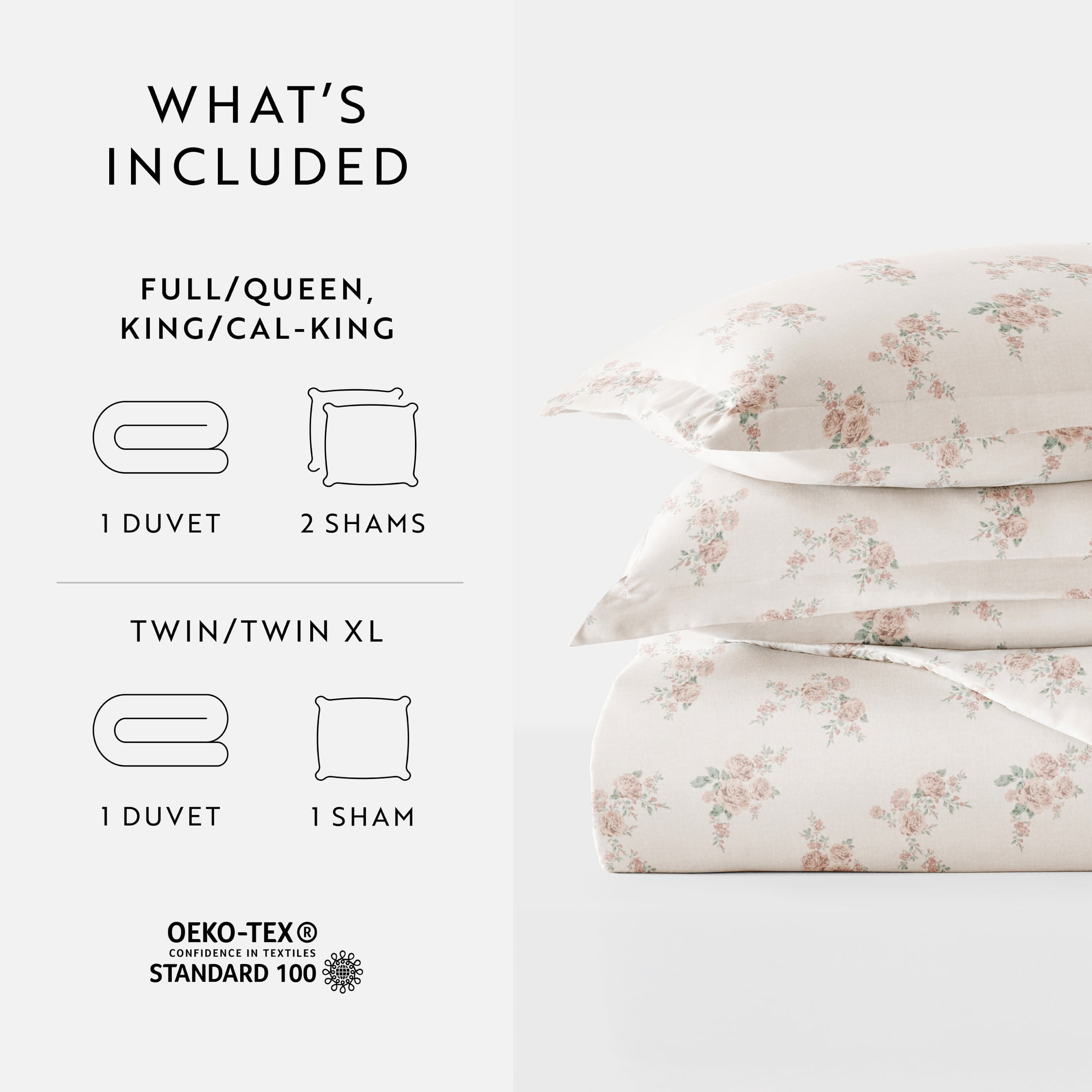 Duvet Cover Set - Ultra Soft & Breathable - Floral Rose Apricot for Full/Size Bedding by Comfort Canopy