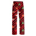 thumbnail image 5 of Christmas Pajama Pants for Women Christmas Tree Striped Print Soft Pj Bottoms Casual Comfy Lounge Sleep Pants Loose Fit Pjs Pants Wine,XL, 5 of 5