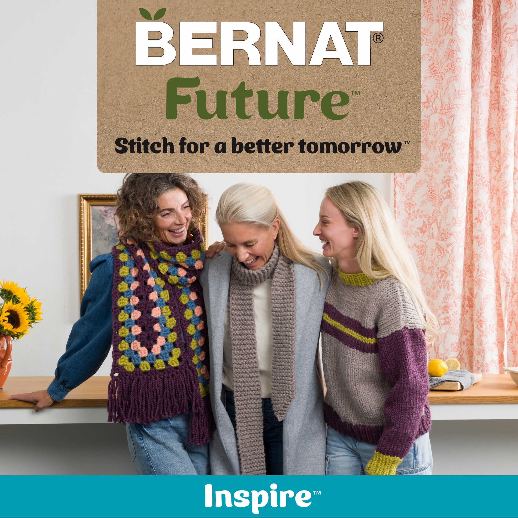 Bernat® Future Recycled Wool™ #6 Super Bulky Blend Yarn, Acidic Moss 6oz/170g 108 Yards (3 Pack)