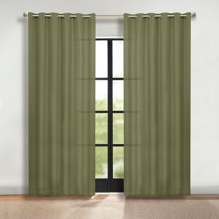 Superior Solid Blackout Curtains, Set of 2, 70"x96", Olive Green