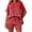 Red, variant on 2 Pcs Women Striped Outfits Oversized Batwing Short Sleeve Tops High Waisted Shorts Summer Knit Lounge Short Sets