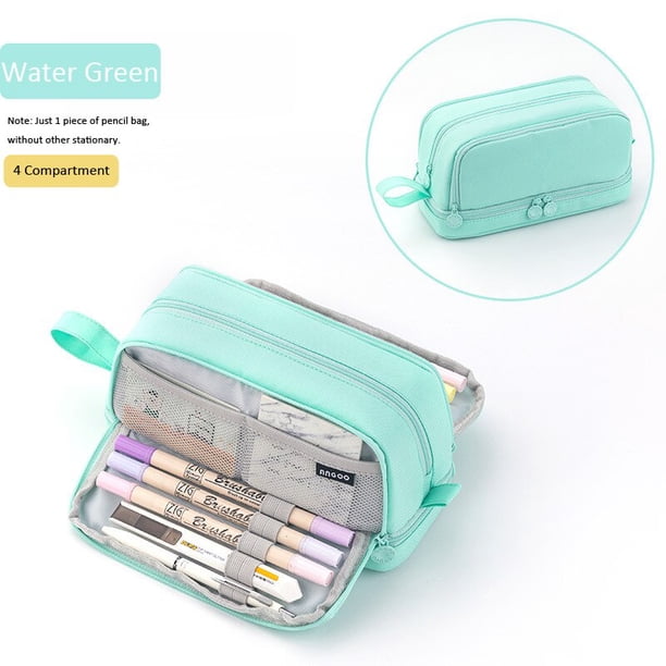Estuche escolar portátil para lápices, bolsa con cremallera para adolescentes, organizador de papelería grande, suministros de oficina