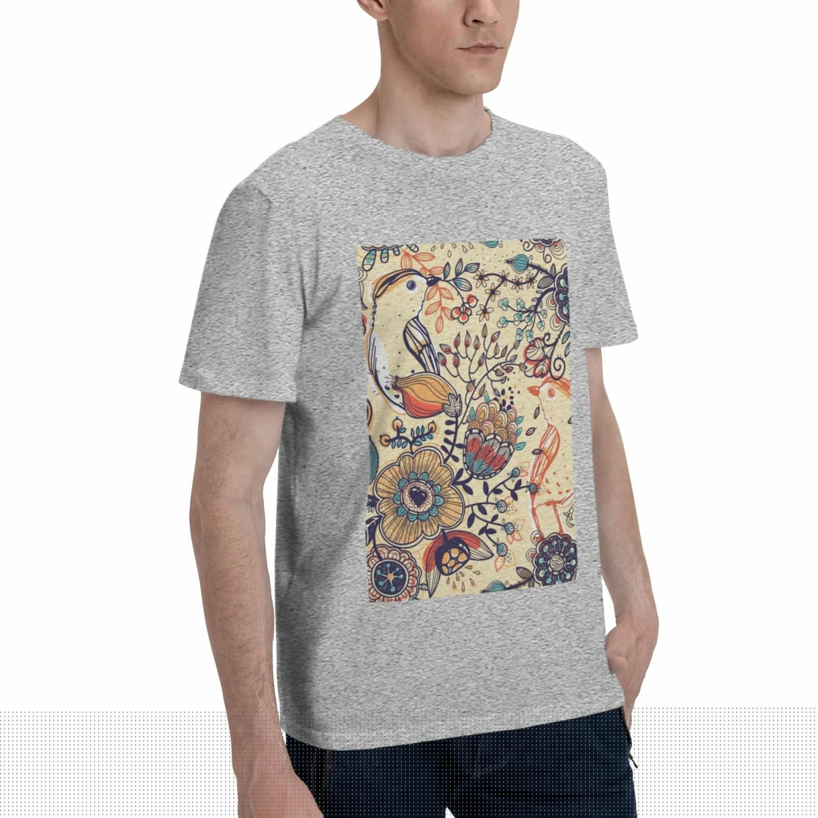 thumbnail image 2 of Bingfone Floral With Birds And Fantasy Flowers Men'S Loose Fit Short-Sleeve Pocket T-Shirt, 2 of 7