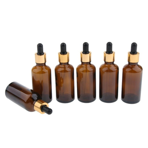 6 frascos cuentagotas vacíos rellenables para aceites esenciales y cosméticos. 100 ml