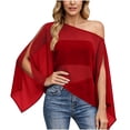 thumbnail image 3 of cocolona One the Shoulder Summer Tops for Women Crew Neck Flowing Batwing Sleeve Shirts Trendy Casual Sun Protection Blouses, 3 of 6