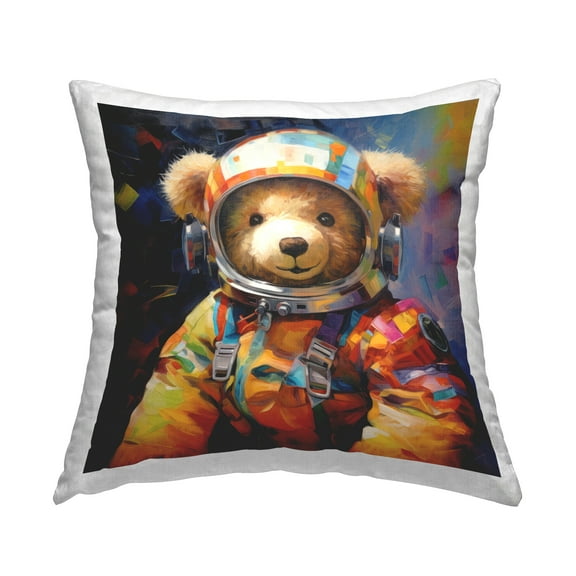 Stupell Industries Modern Teddy Bear Astronaut Decorative Printed Throw Pillow, 18 x 18