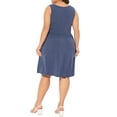 thumbnail image 3 of Agnes Orinda Women's Plus Size Summer Dress Button Decor Crew Neck Sleeveless Sundress Swing Casual Tank Dresses with Pocket 1X Blue, 3 of 6