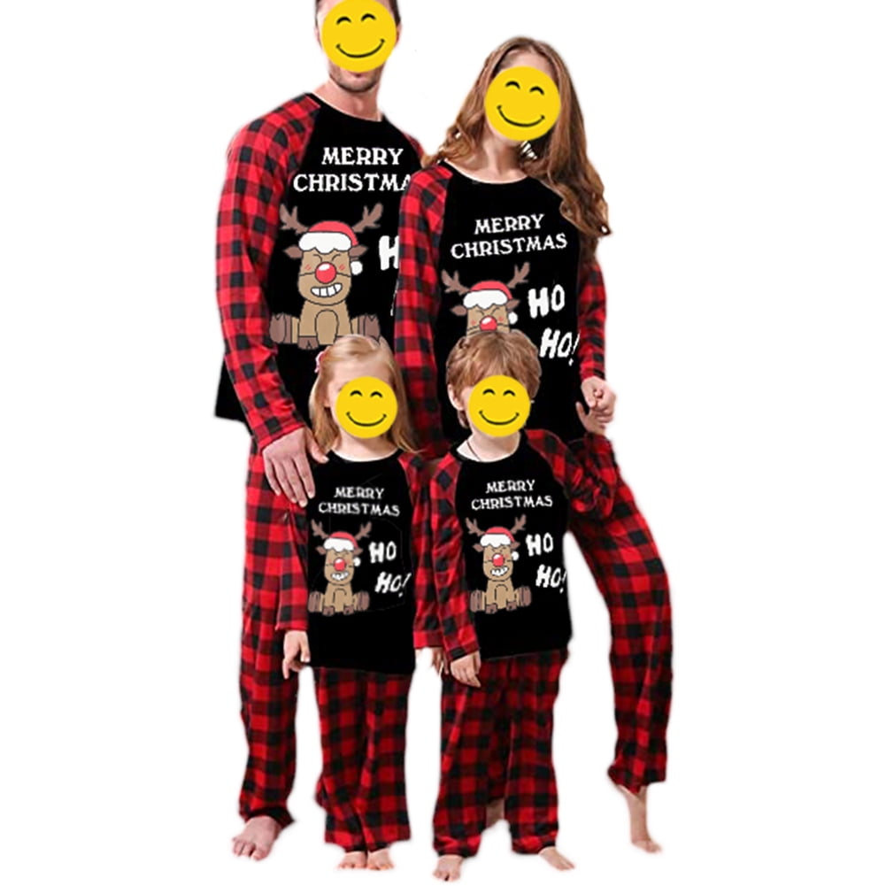 URMAIC Christmas Family Matching Pajamas Set Cute Rudolph Plaid ...